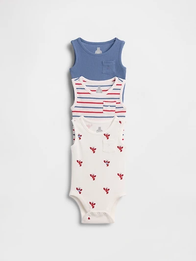 Baby First Favorites TinyRib Pocket Tank Bodysuit (3-Pack)
