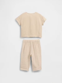 Baby Cotton Gauze Henley Outfit Set