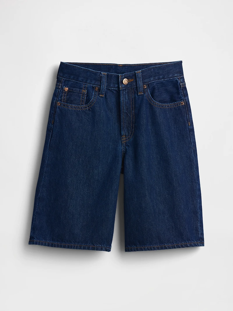 Kids Low Rise Longline Denim Shorts