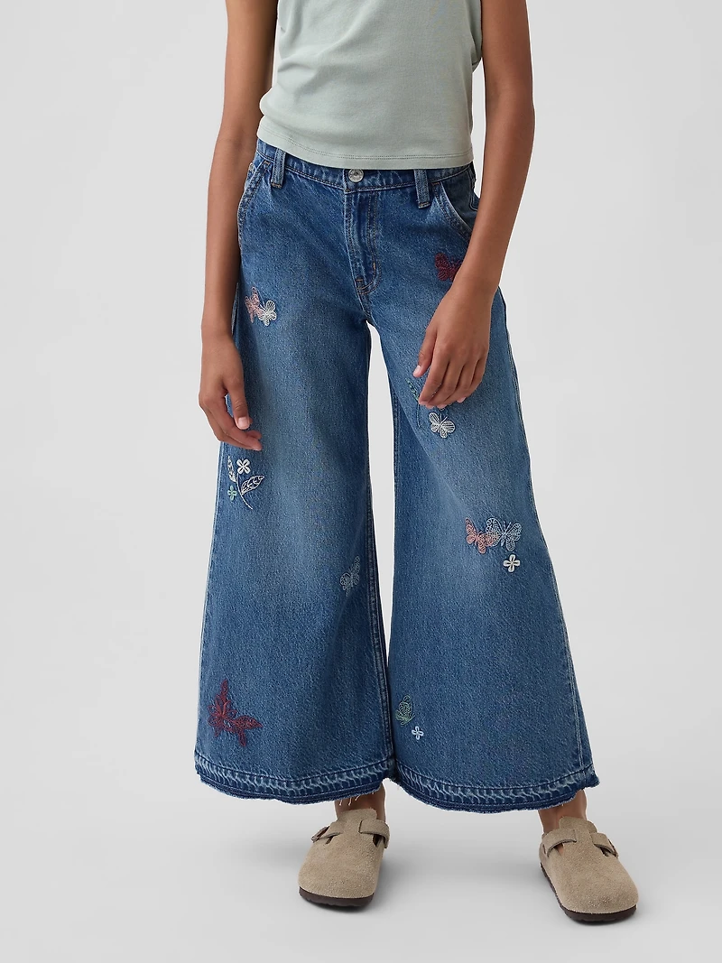 Kids Low Rise Embroidered Baggy Jeans