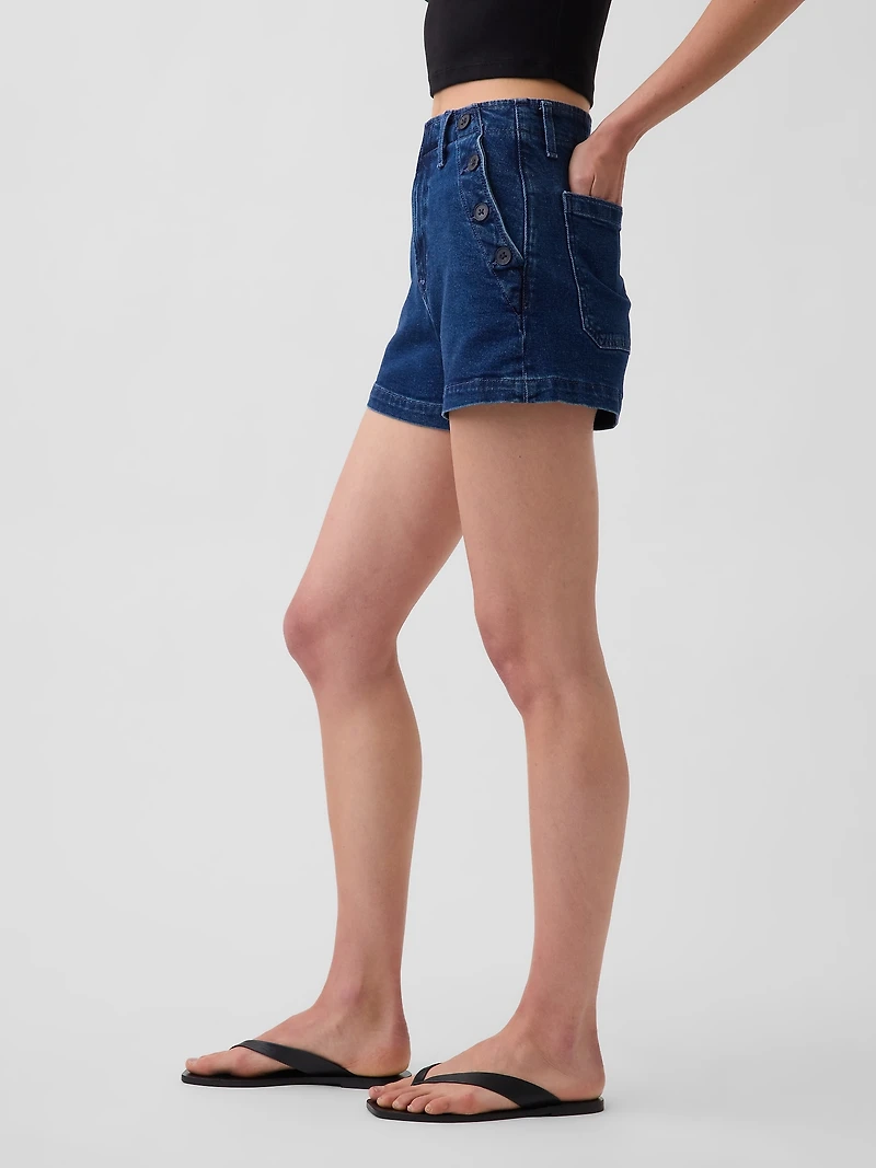 3.5" High Rise Sailor Relaxed Straight Denim Shorts