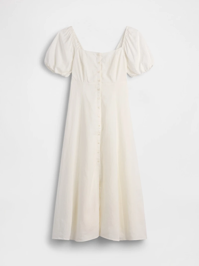 Linen-Blend Empire Waist Maxi Dress