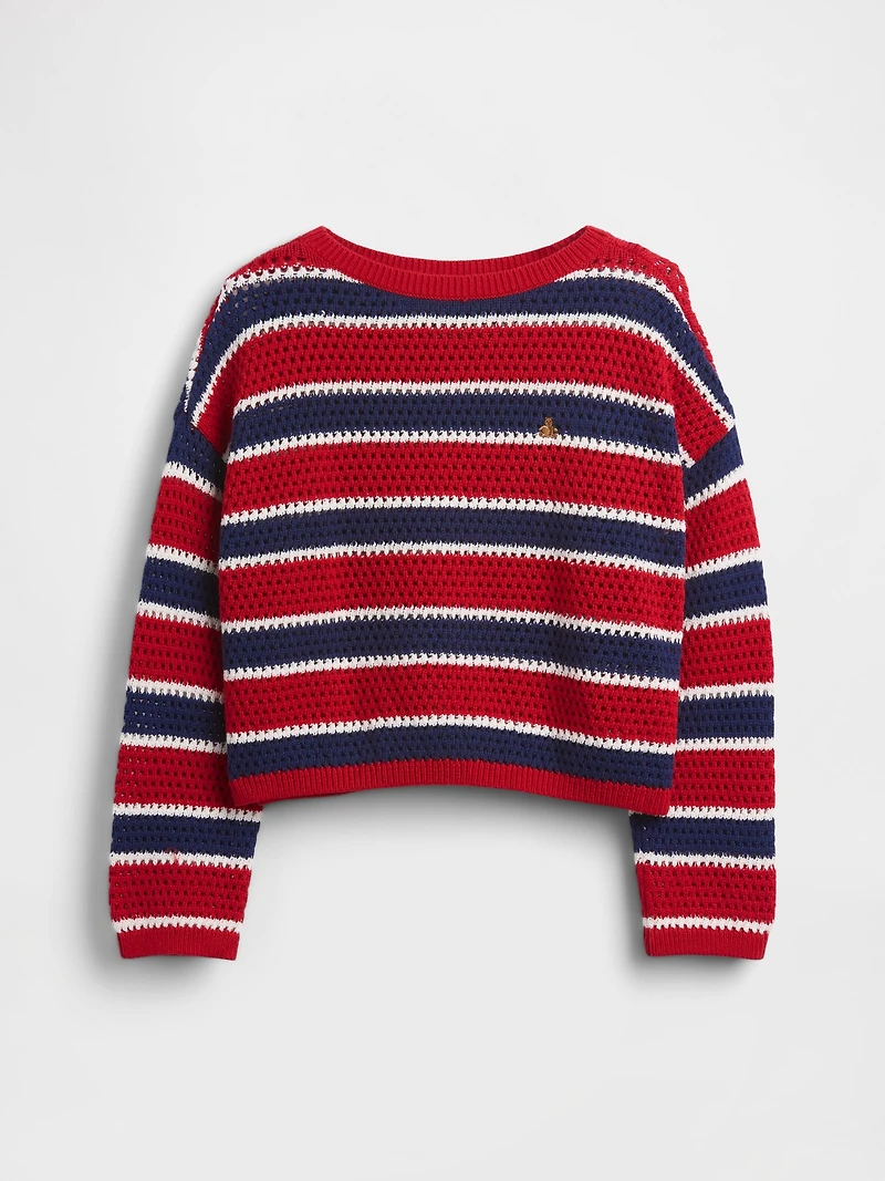 Kids Crochet Oversized Stripe Sweater