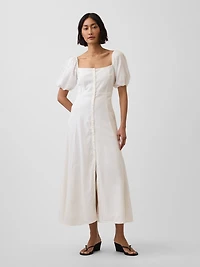 Linen-Blend Empire Waist Maxi Dress