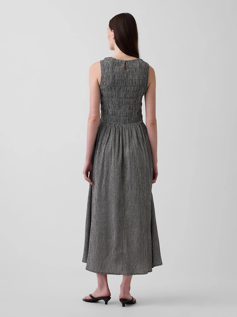 Gingham Smocked Drop-Waist Maxi Dress