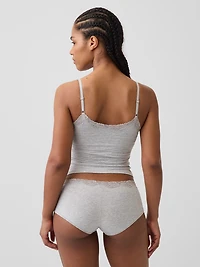 Organic Stretch Cotton Lace-Trim Shelf-Bra Cami