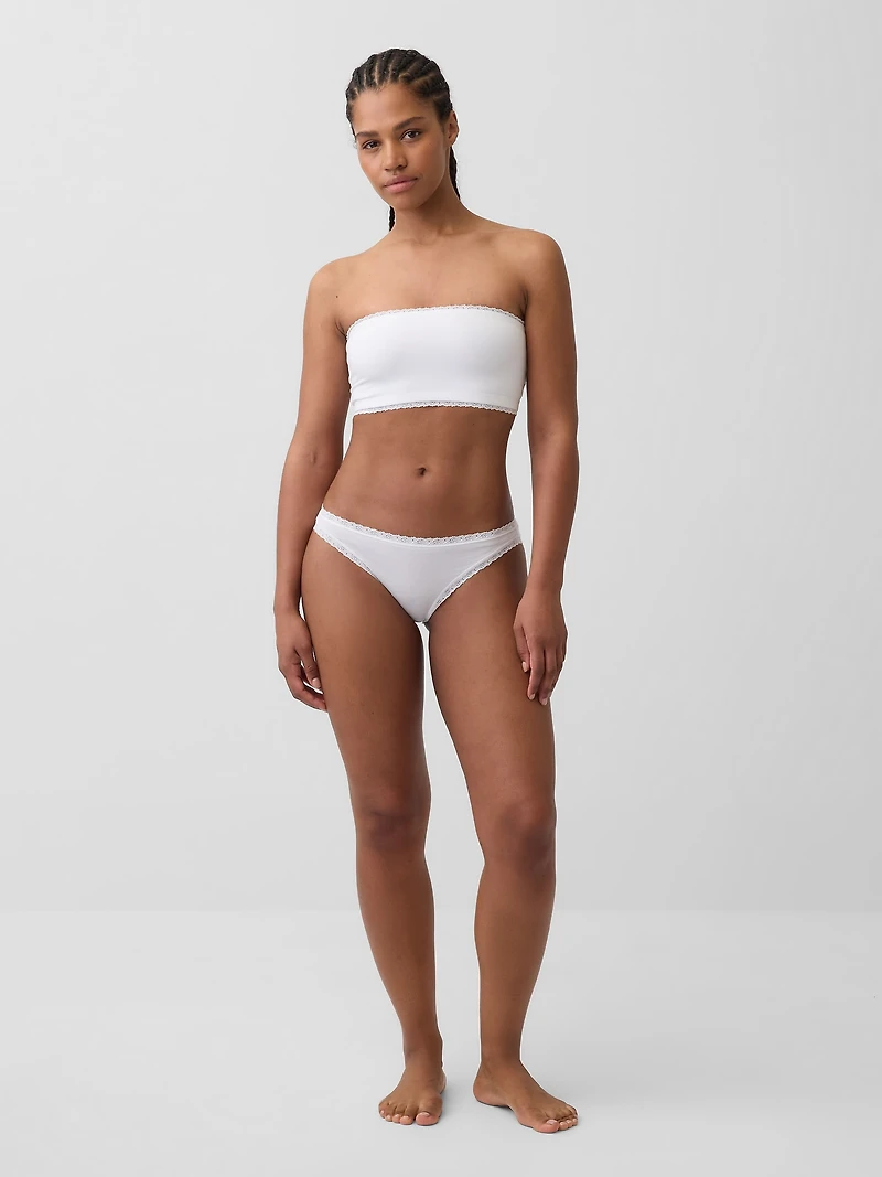 Organic Stretch Cotton Lace-Trim Bikini