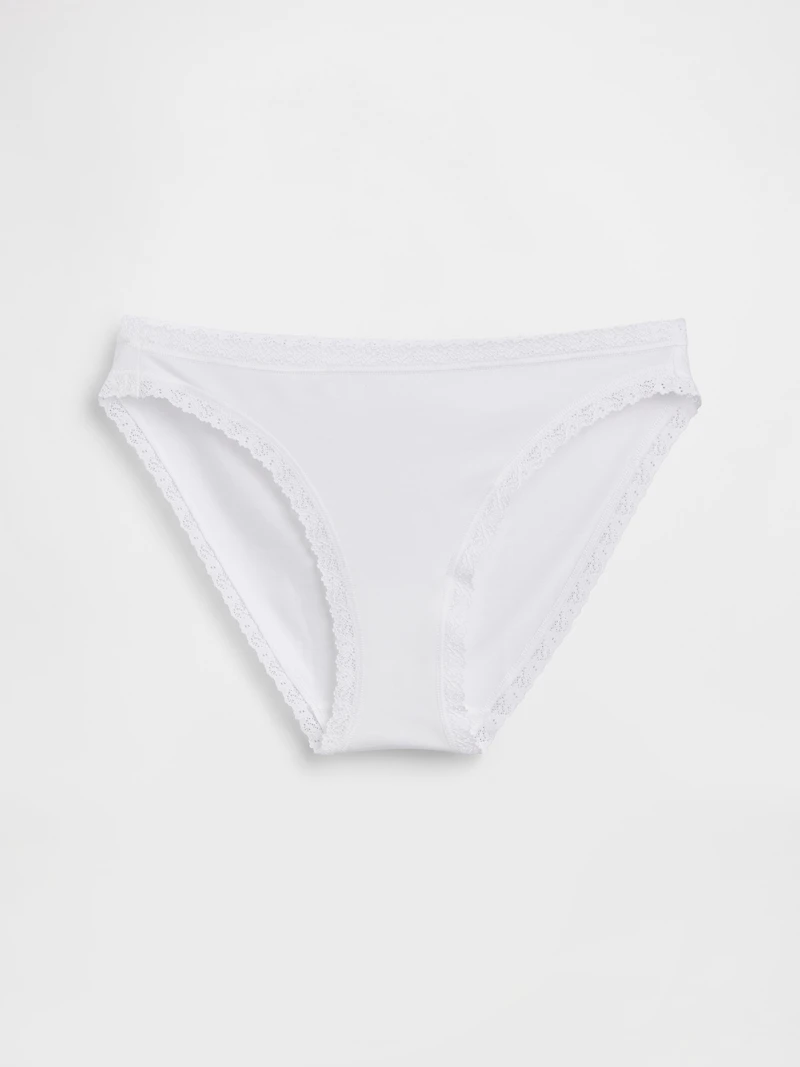 Organic Stretch Cotton Lace-Trim Bikini