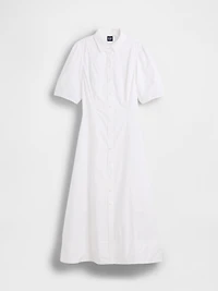 Barrel-Sleeve Maxi Shirtdress