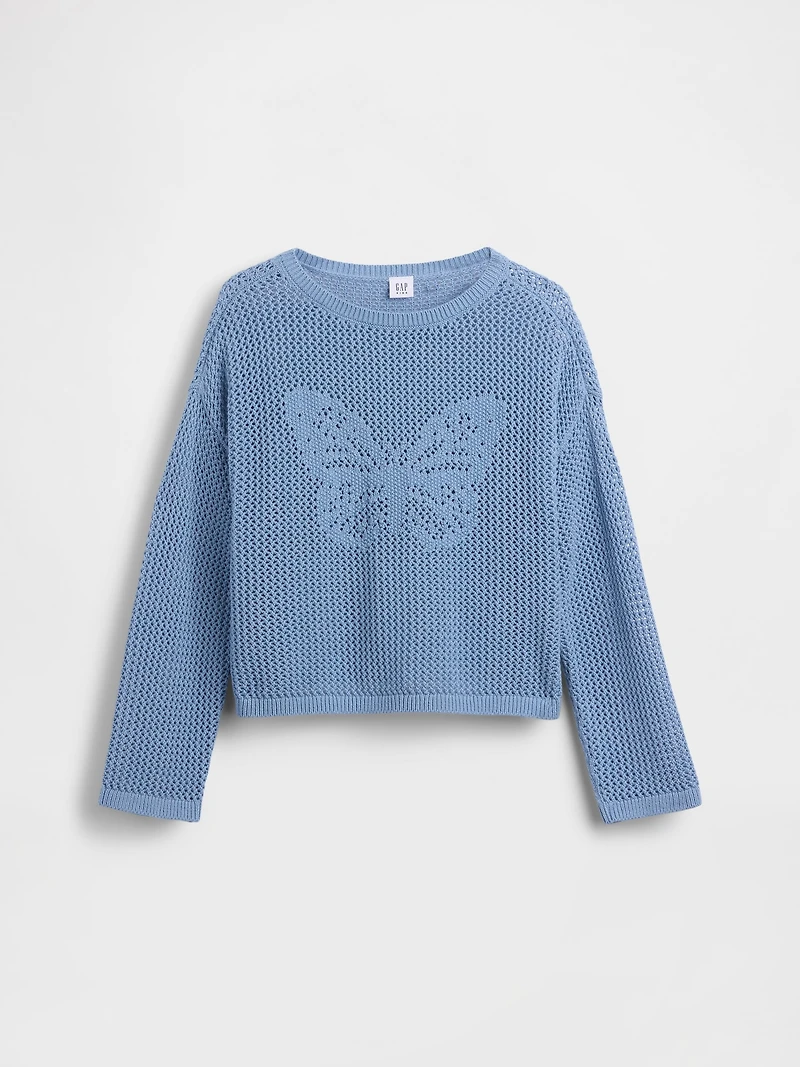 Kids Crochet Oversized Graphic Sweater