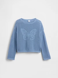 Kids Crochet Oversized Graphic Sweater
