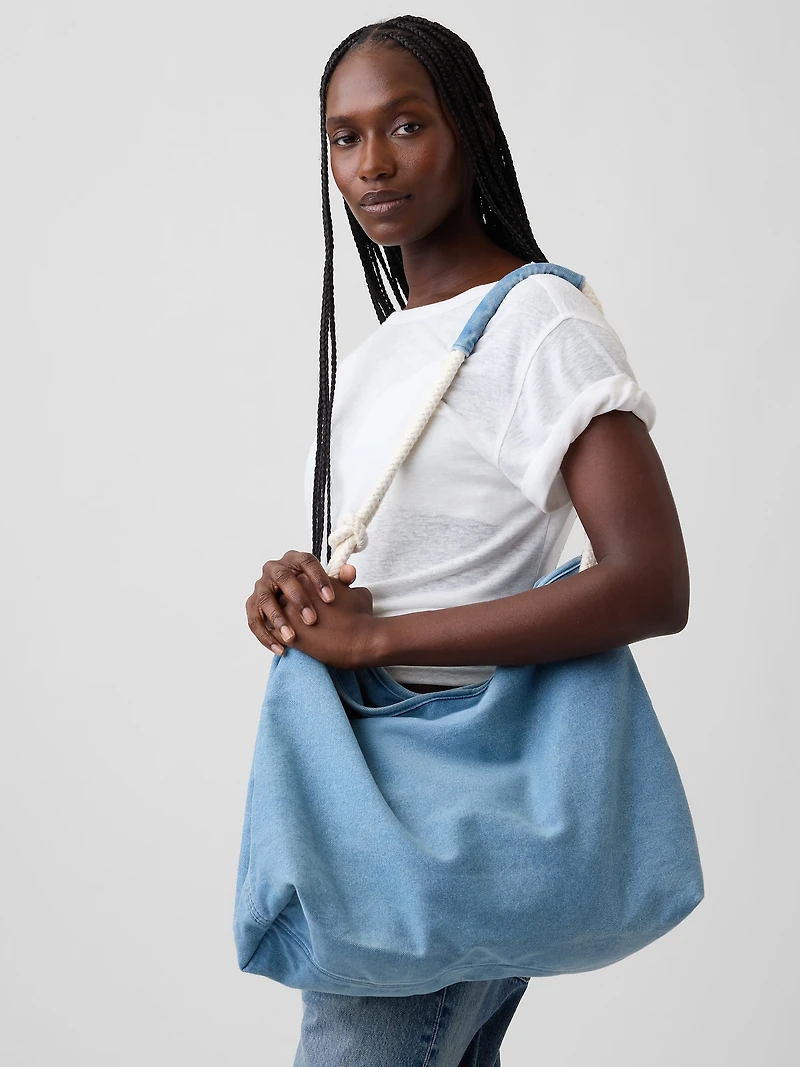 Denim Rope Bucket Bag