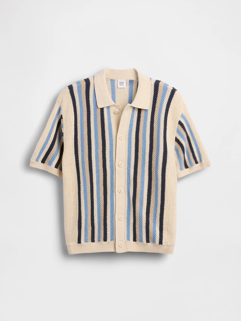 Kids Crochet Stripe Sweater Shirt