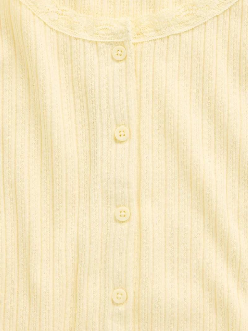 Kids Pointelle Rib Button-Front T-Shirt