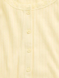 Kids Pointelle Rib Button-Front T-Shirt