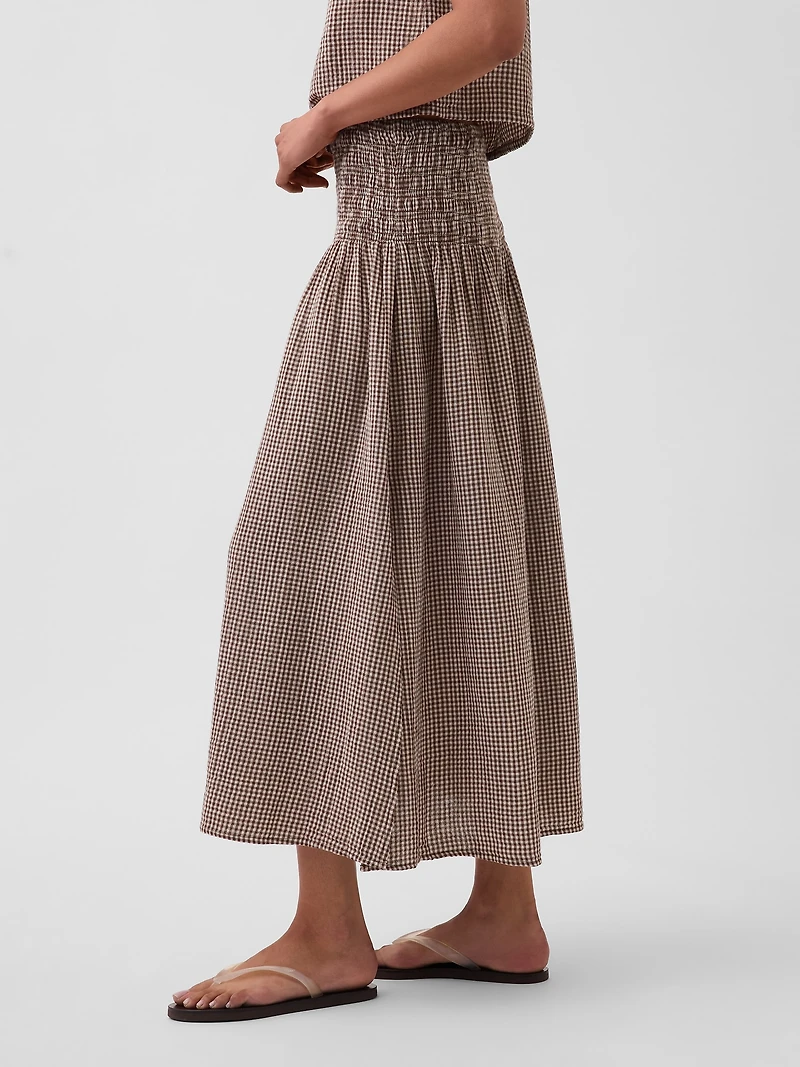 Cotton Gauze Smocked-Waist Maxi Skirt
