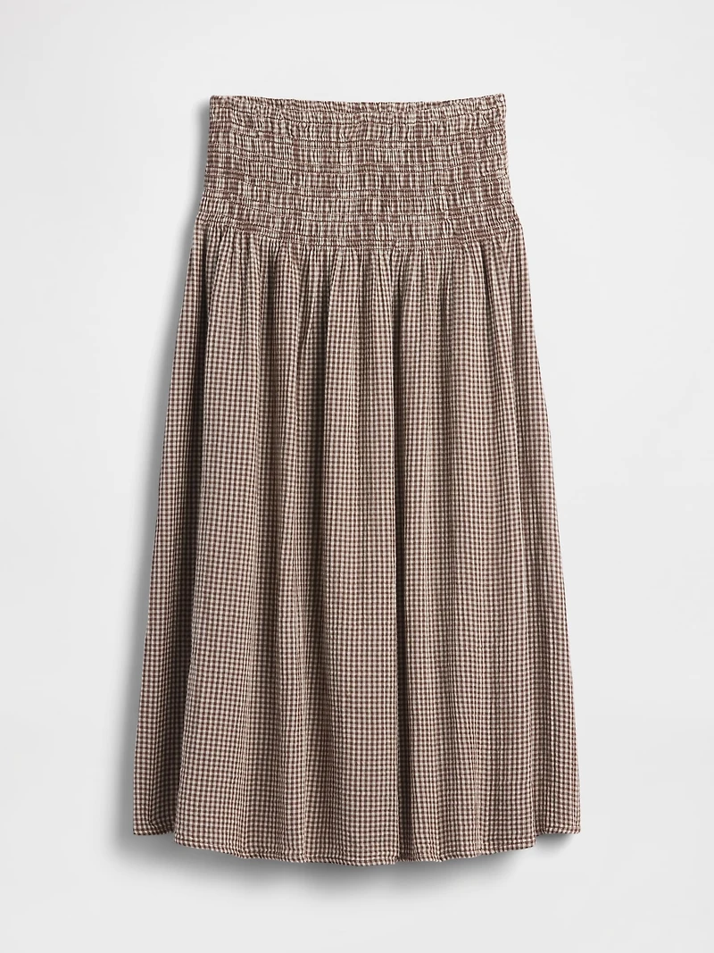 Cotton Gauze Smocked-Waist Maxi Skirt