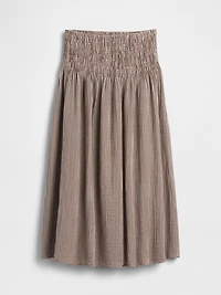 Cotton Gauze Smocked-Waist Maxi Skirt