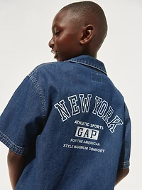 Kids Denim Relaxed New York Logo Shirt