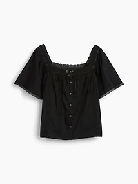 Lace-Trim Square-Neck Swing Top
