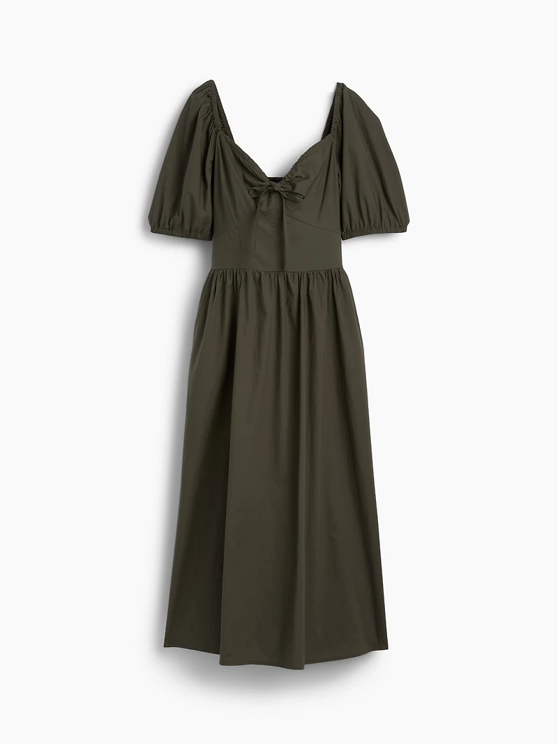 Puff-Sleeve Corset Maxi Dress