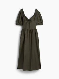 Puff-Sleeve Corset Maxi Dress