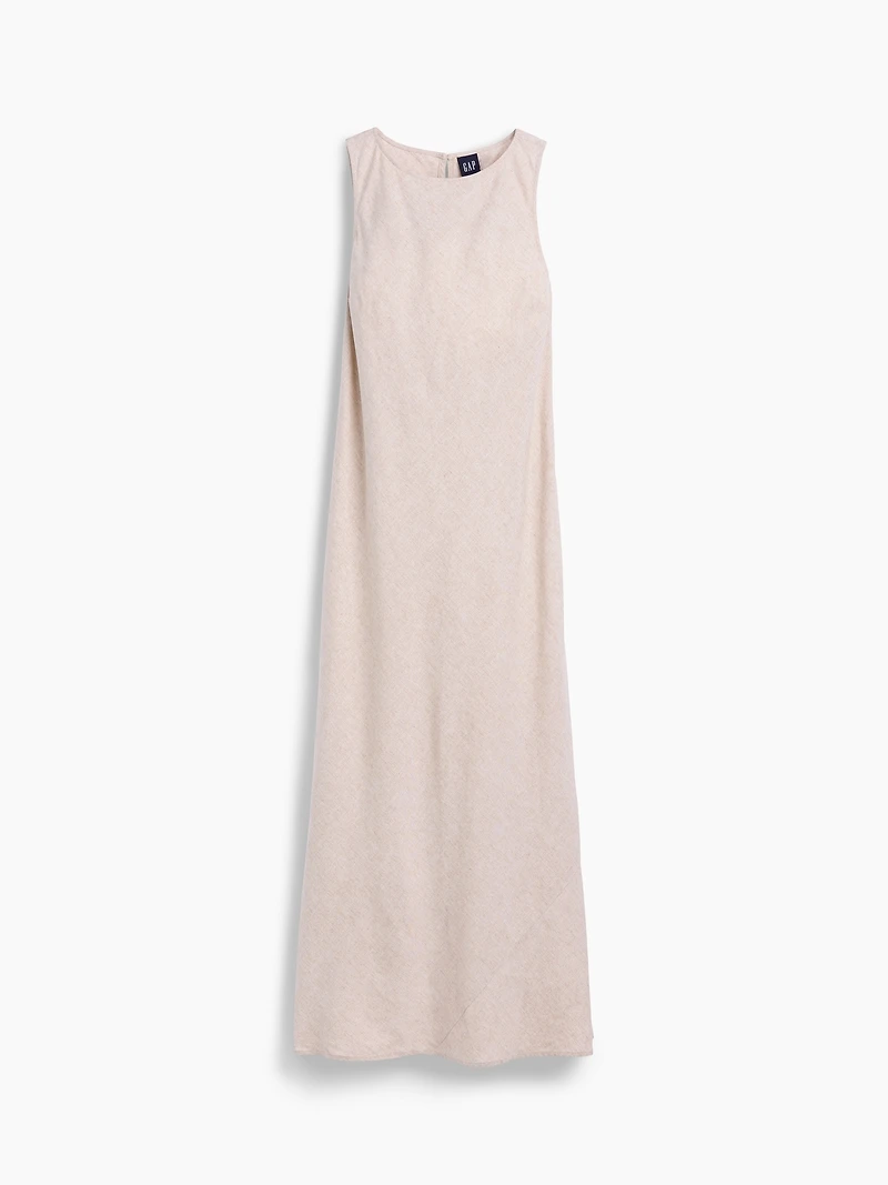 Linen-Blend Maxi Shift Dress