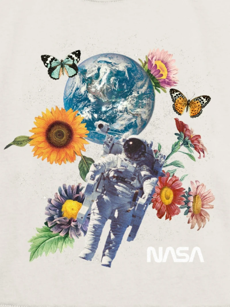 Kids NASA Space Floral Graphic T-Shirt