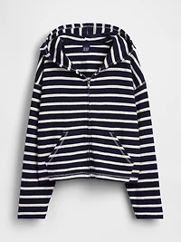 Towel Terry Oversized Stripe Zip Hoodie