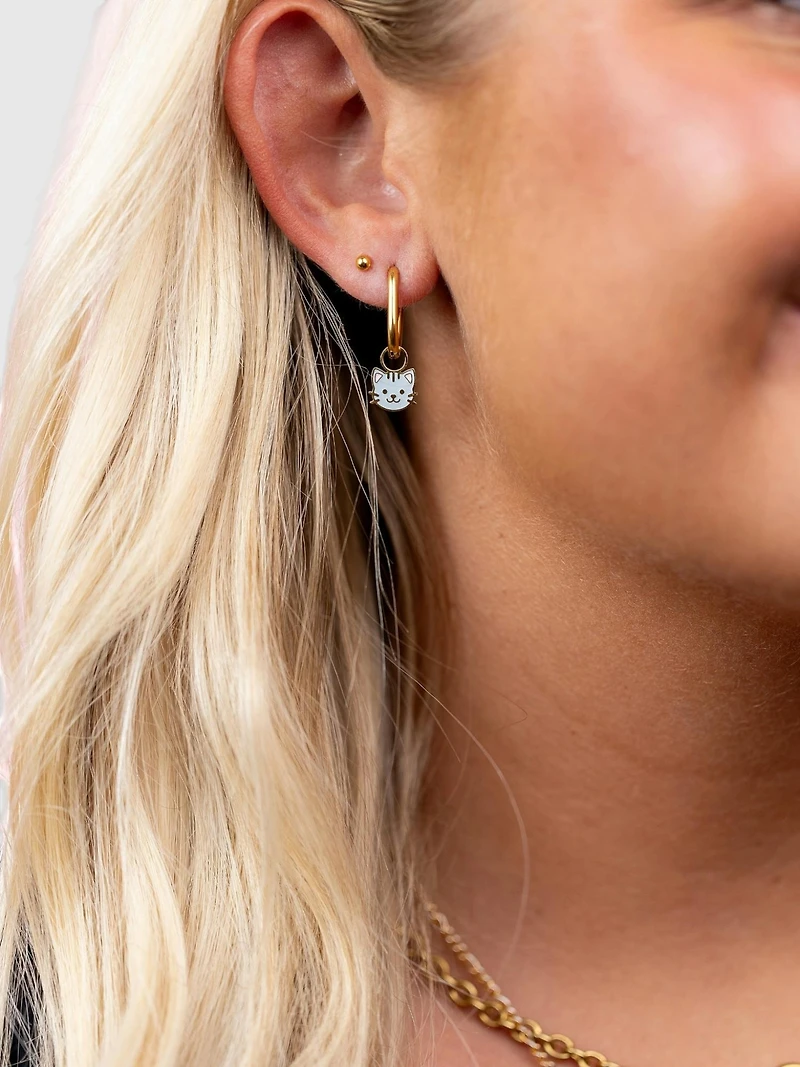 Pierced Co Cat Charms for Huggie Earrings