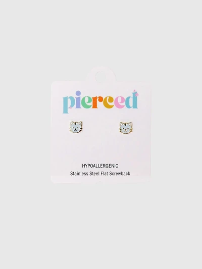 Pierced Co Cat Screwback Earrings