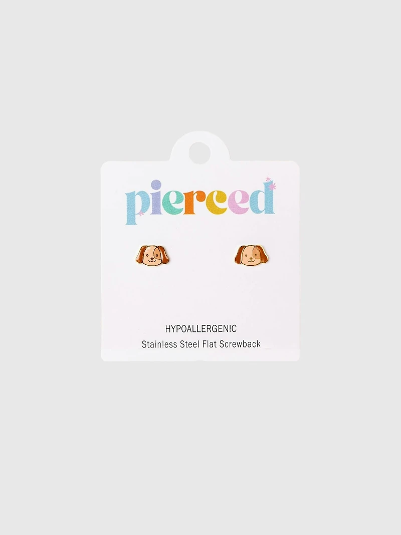 Pierced Co Dog Screwback Earrings
