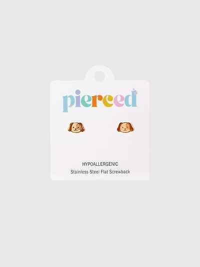 Pierced Co Dog Screwback Earrings