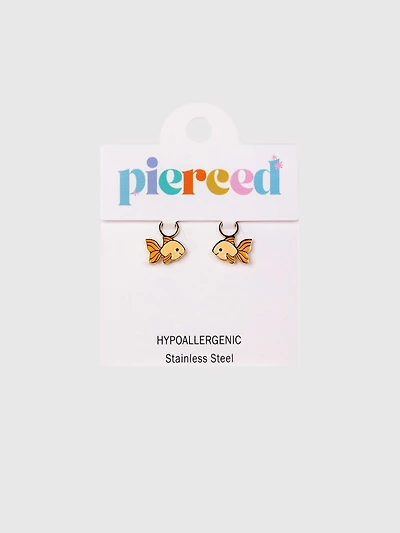 Pierced Co Goldfish Charms for Huggie Earrings