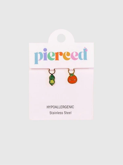 Pierced Co Pea Pod / Tomato Charms for Huggie Earrings
