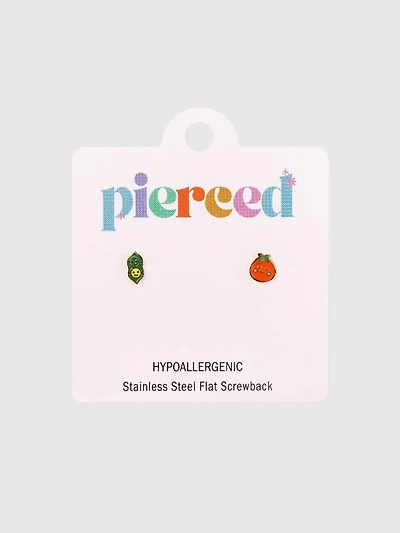 Pierced Co Pea Pod / Tomato Screwback Earrings