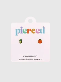Pierced Co Pea Pod / Tomato Screwback Earrings