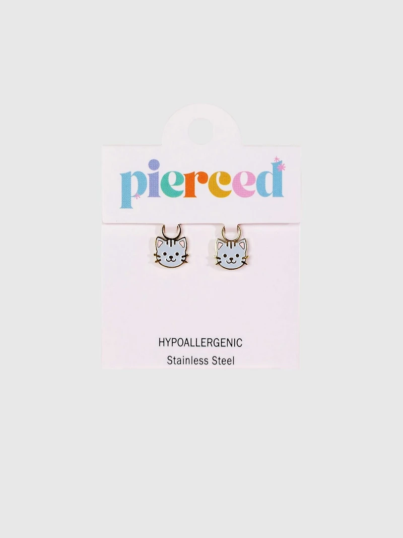 Pierced Co Cat Charms for Huggie Earrings