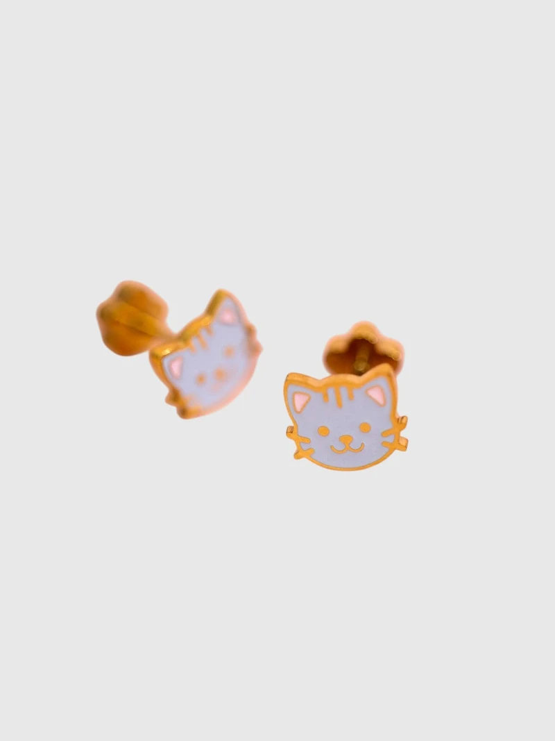 Pierced Co Cat Screwback Earrings