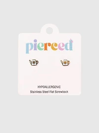 Pierced Co Watering Can Screwback Earrings