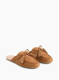 Vegan Suede Tassel Moc Mules