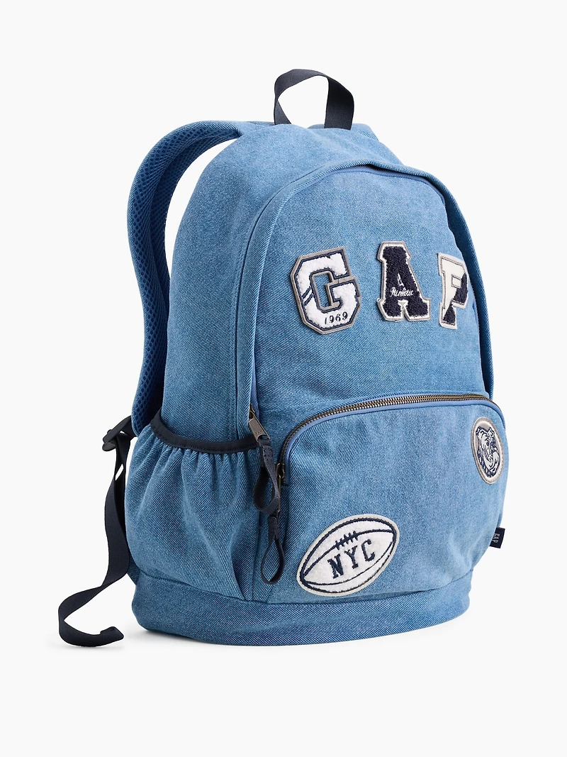 Kids Denim Logo Patch Backpack