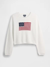 100% Cotton Oversized Americana Crop Sweater