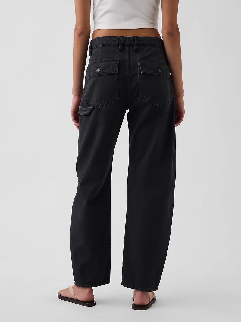 Mid Rise Slim Barrel Utility Pants