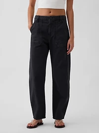 Mid Rise Slim Barrel Utility Pants