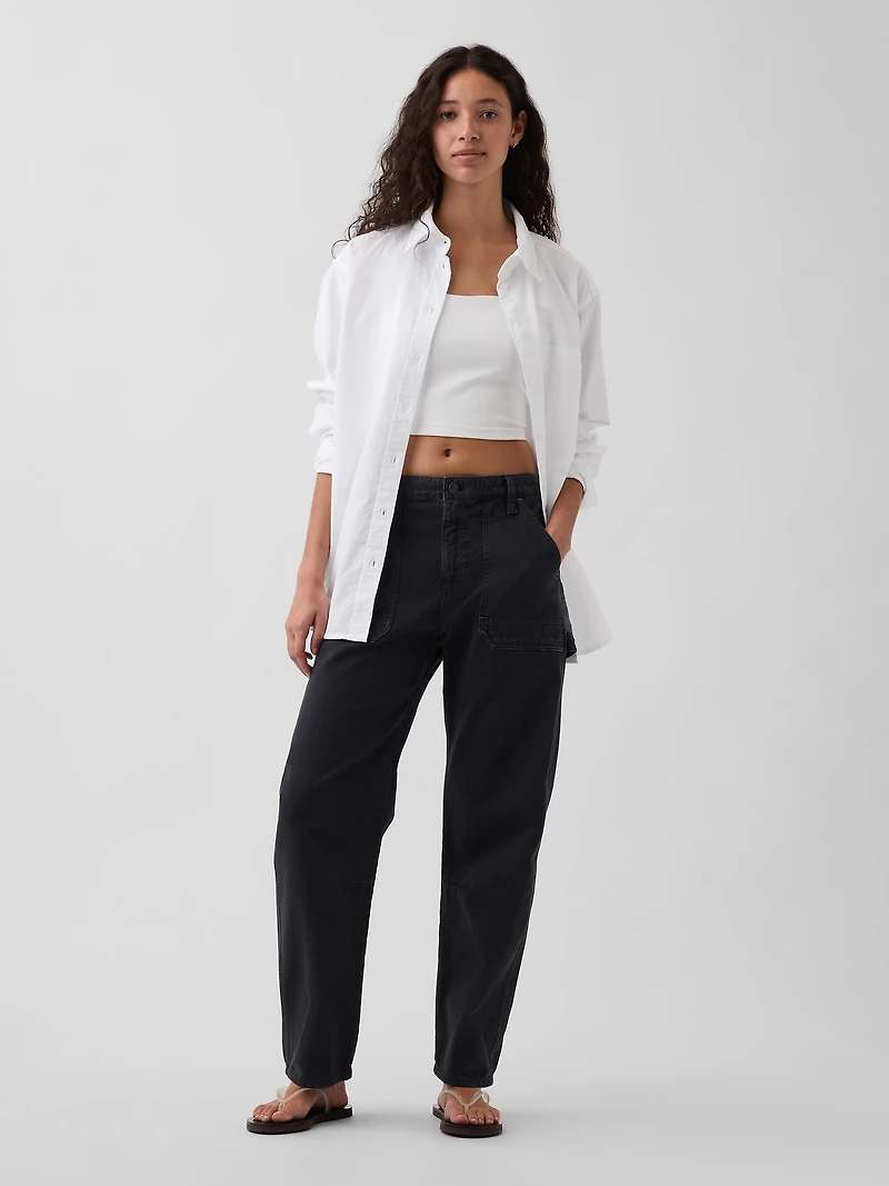Mid Rise Slim Barrel Utility Pants