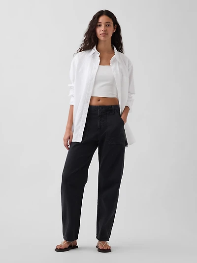 Mid Rise Slim Barrel Utility Pants