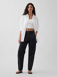 Mid Rise Slim Barrel Utility Pants