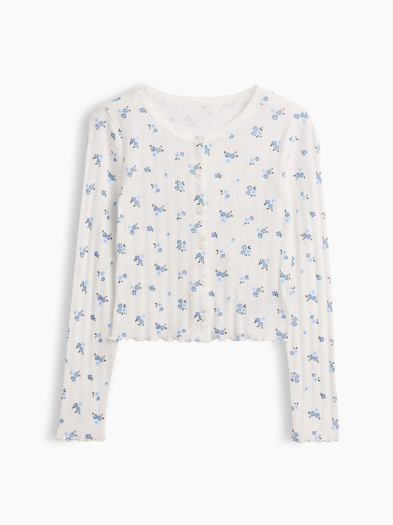 Kids Pointelle Rib Cardigan