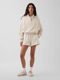 Textured Cotton Oversized Half-Zip Pullover